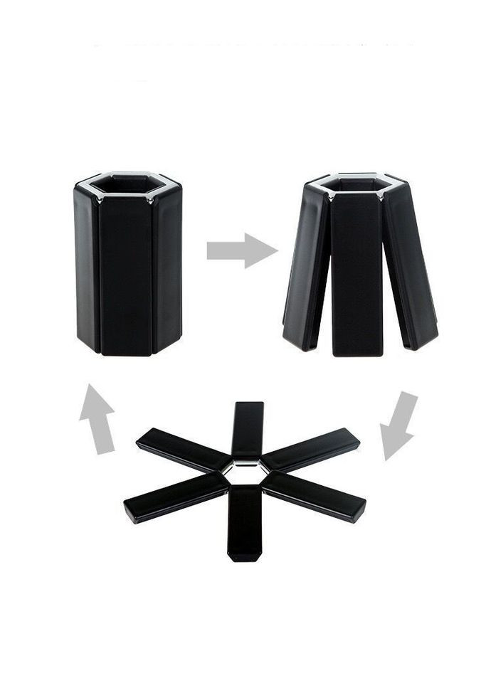 Складна термостійка підставка під гаряче із ABS-пластику чорна 19×19 см для кухні No Brand (337713445)