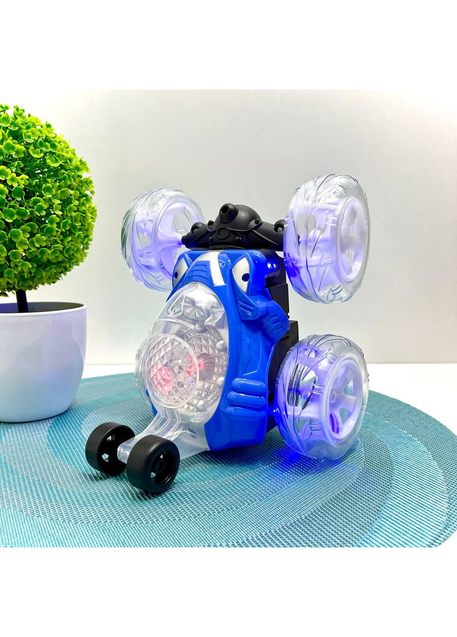 Машинка-перевертень на радіокеруванні музика світло поворот 360 USB зарядне Синя (9802M-1) No Brand (365807448)