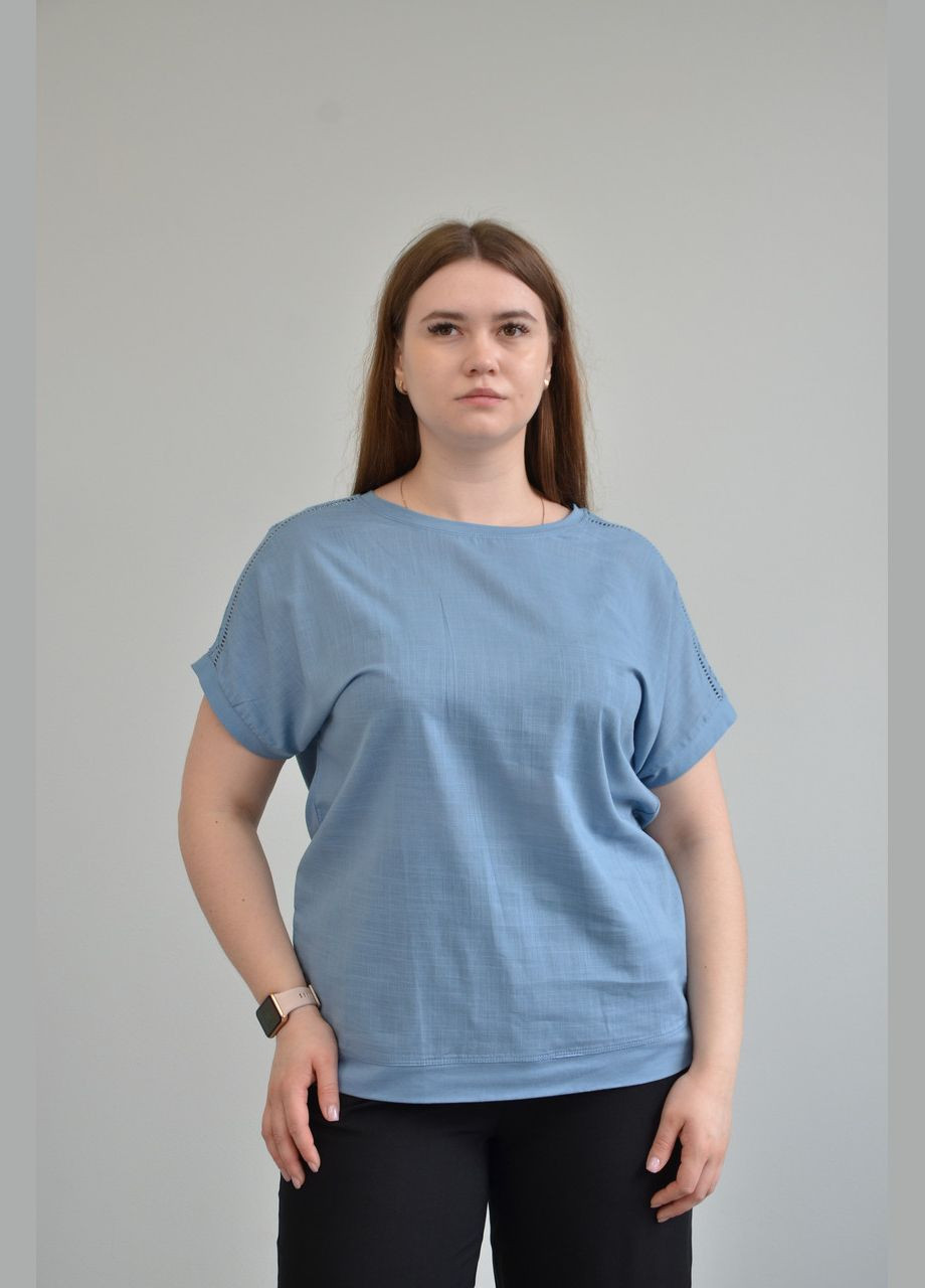 Синя всесезон жіноча повсякденна футболка, синій (, 2xl, 3xl) No Brand