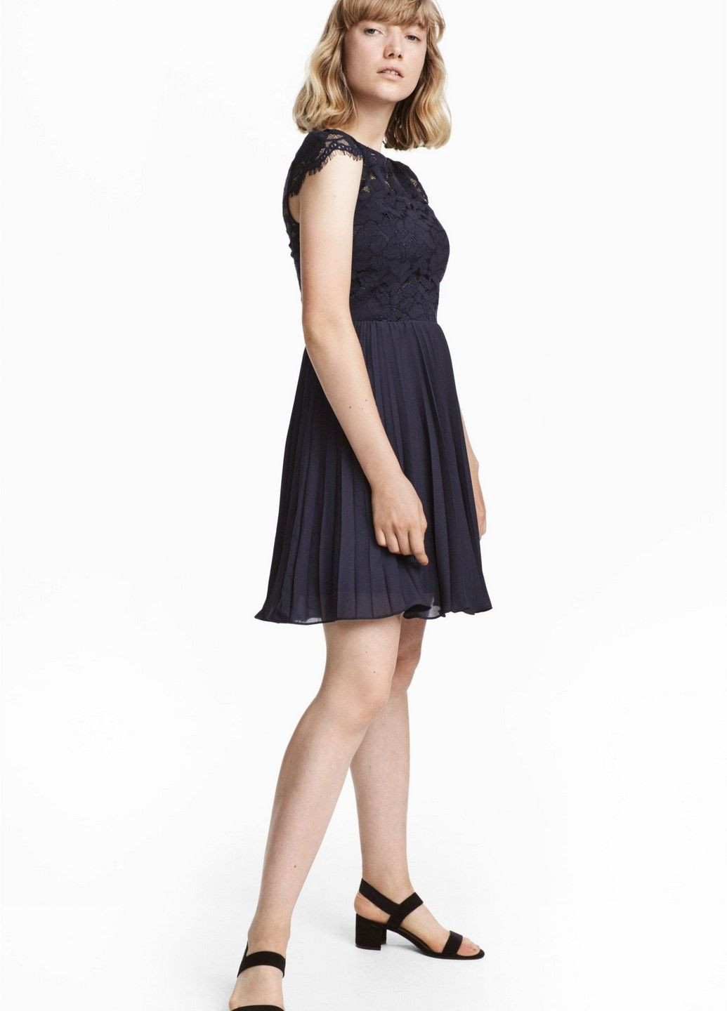 Синя святковий, коктейльна, повсякденний, вечірня, кежуал сукня плісована H&M однотонна