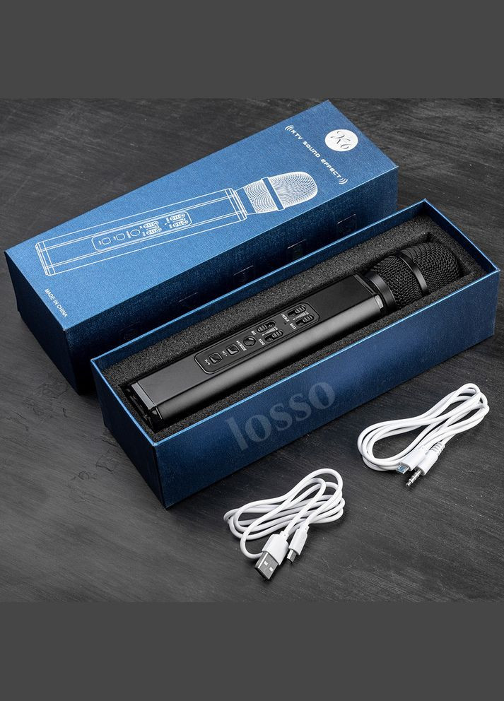 Караоке микрофон K6 Premium черный со стерео звуком Losso (327041705)
