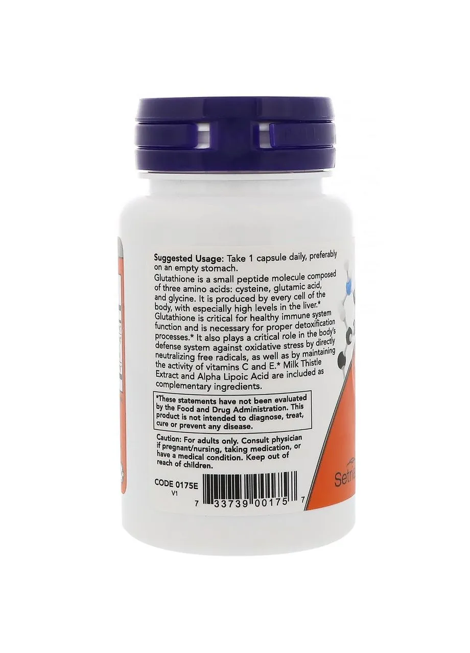 Глутатион, Glutathione, 500 мг, 30 капсул Now Foods (364311958)