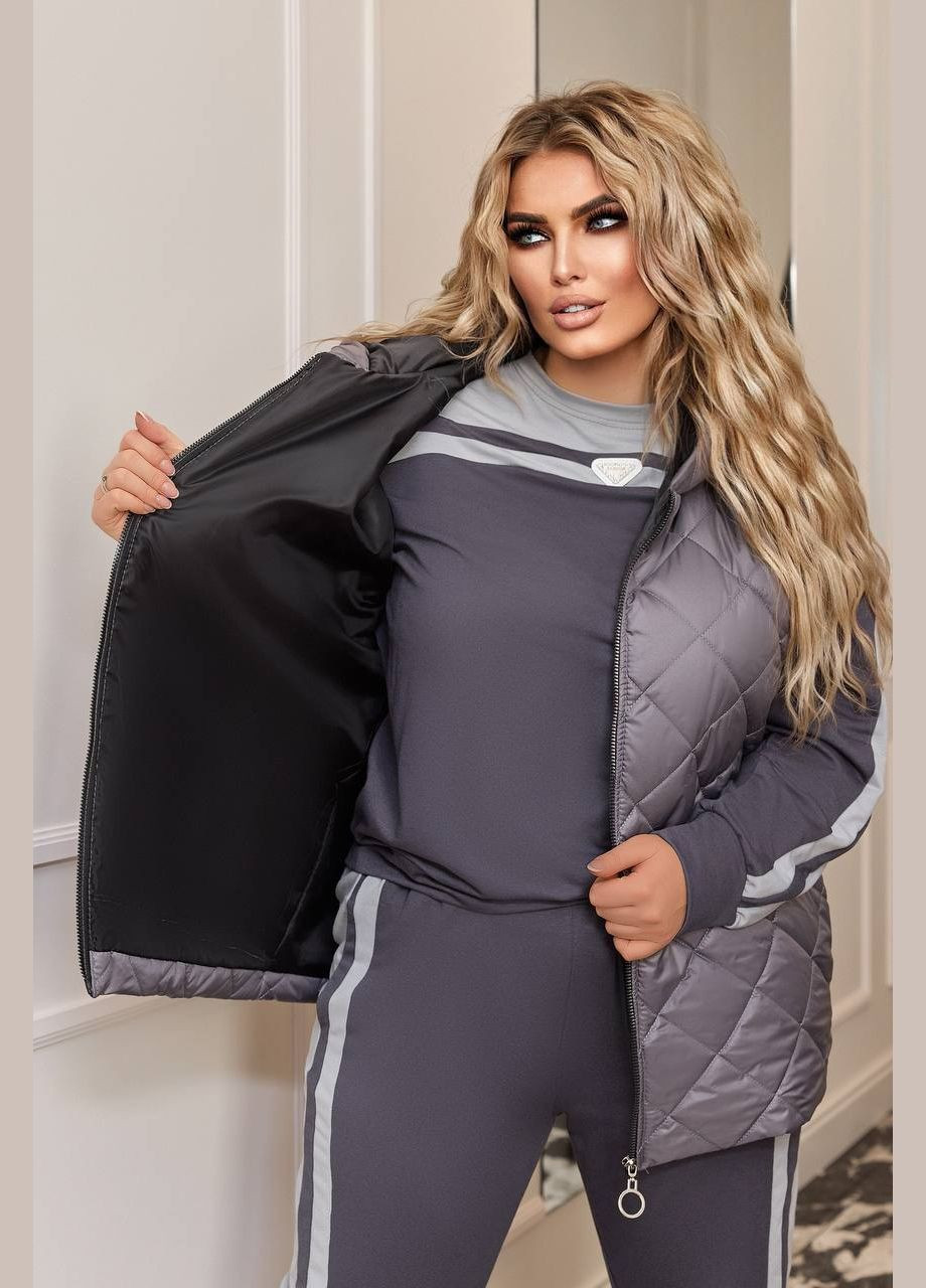 Женский костюм тройка с жилеткой цвет графит-серый р.58/60 450908 New Trend (282926471)