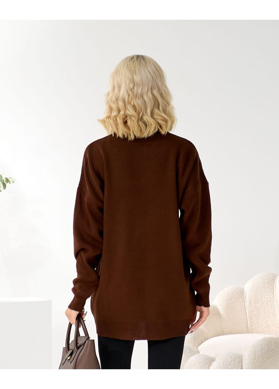 Коричневый демисезонный свитер с молнией оверсайз — замер в описании DK/DL Мода без кордонів