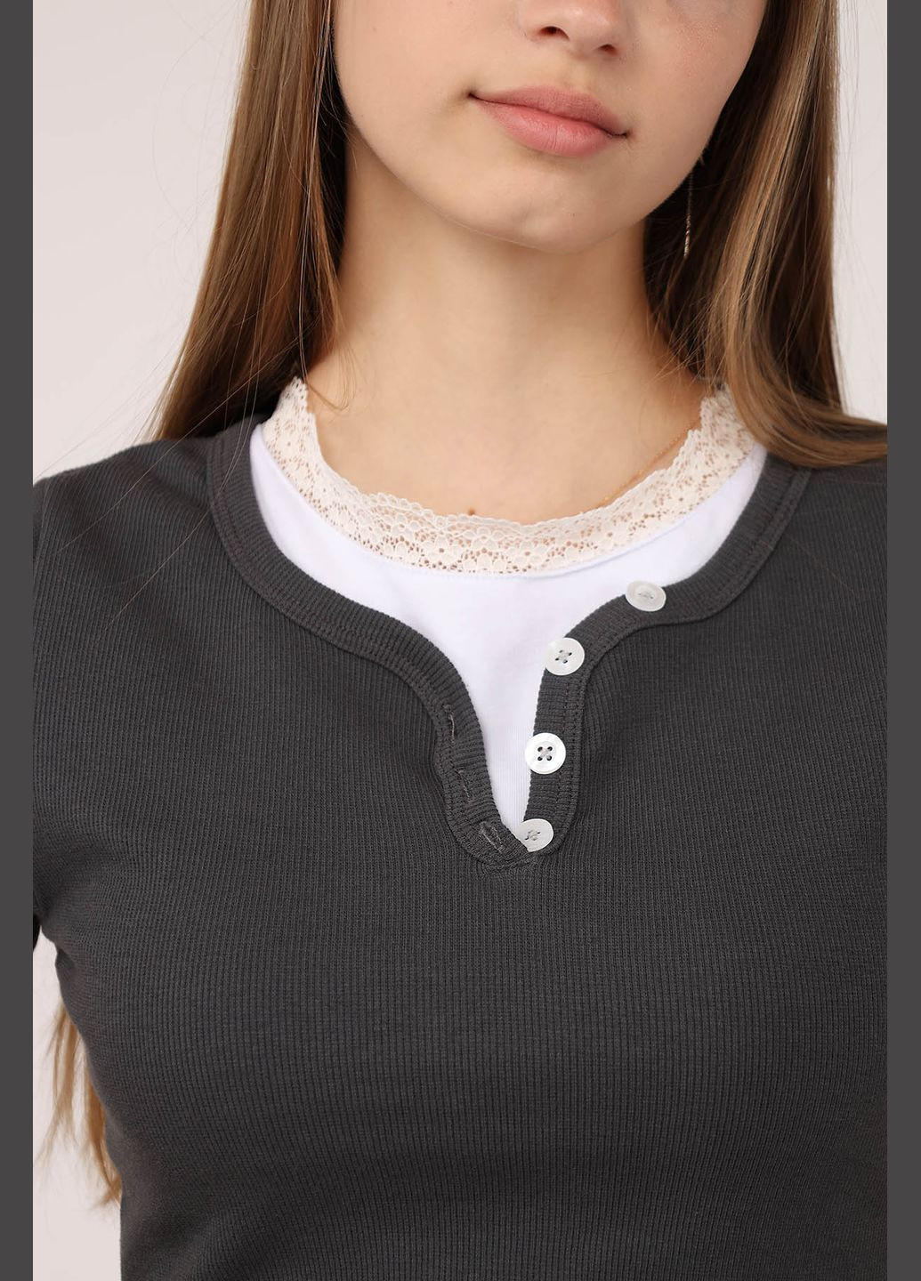 Футболка з коротким рукавом жіноча колір темно-сірий ЦБ-00280983 Yuki - (342716269)