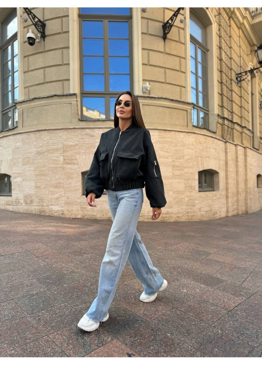 Жіночий бомбер з кашеміру на підкладці — заміри в описі DK/DL Мода без кордонів на блискавці (361832286)