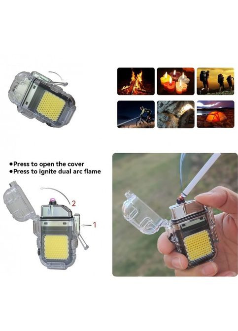 Електроімпульсна запальничка ARC Lighter 209 дугова usb запальничка з ліхтариком Чорна No Brand (323486629)