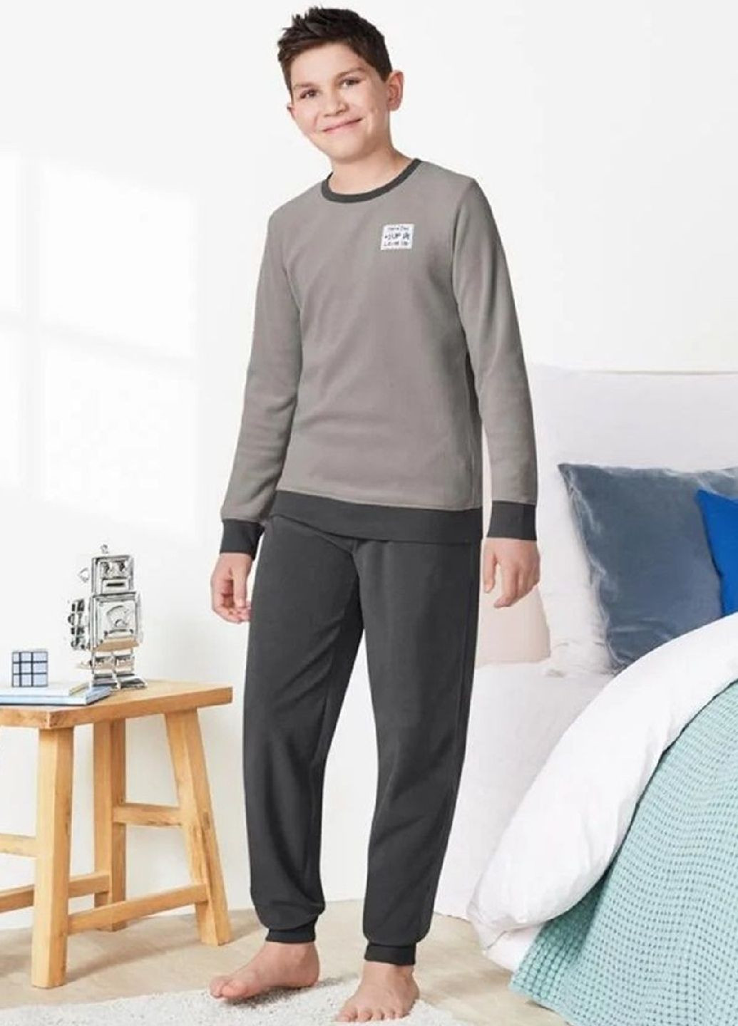 Сіра зимня флісова піжама (світшот, штани) світшот + брюки Pepperts