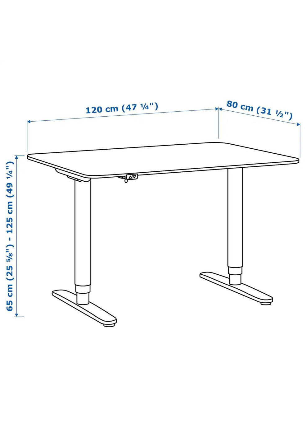 Регульований по висоті стіл ІКЕА BEKANT 120х80 см (s69282219) IKEA (278405949)