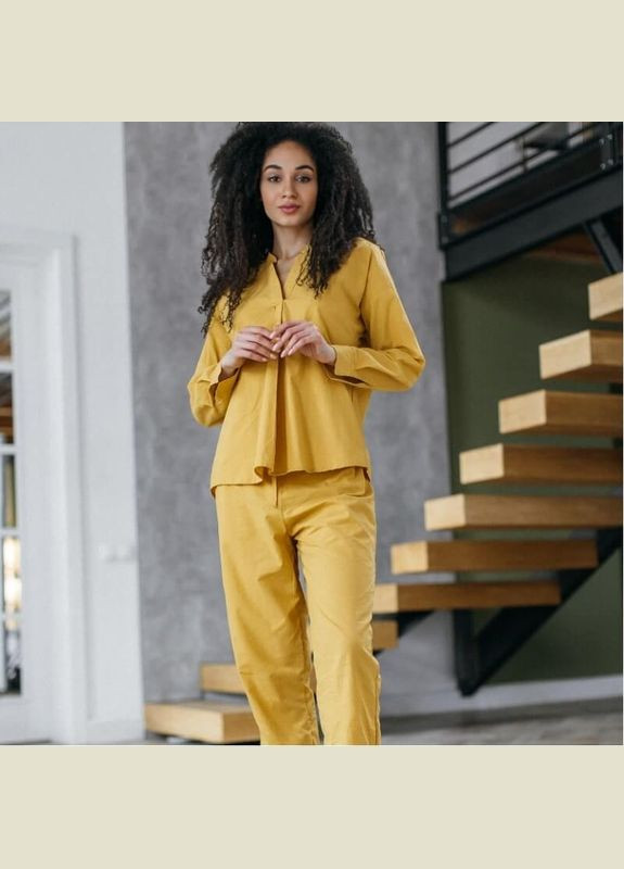 Жовта піжама жіноча з вареної бавовни curry l Leglo