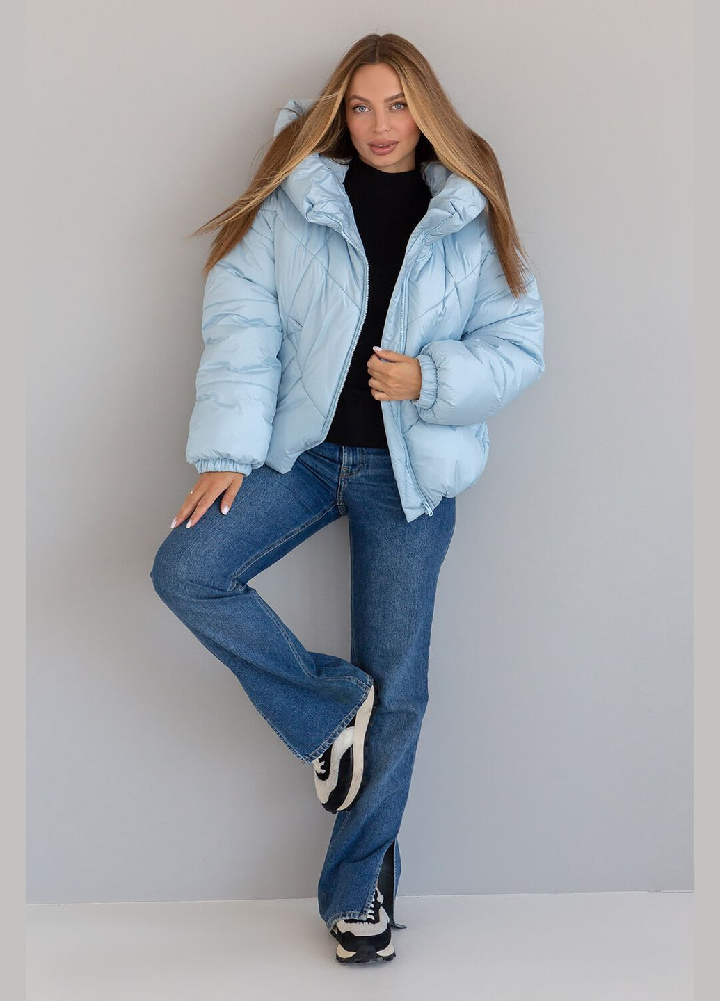 Блакитна зимня зимова куртка селін 44 синій MioRichi