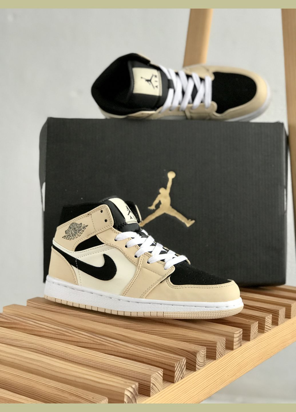 Бежеві всесезон кросівки чоловічі і жіночі nike air jordan retro 1 beige | найк аір джордан ретро 1 бежеві No Brand