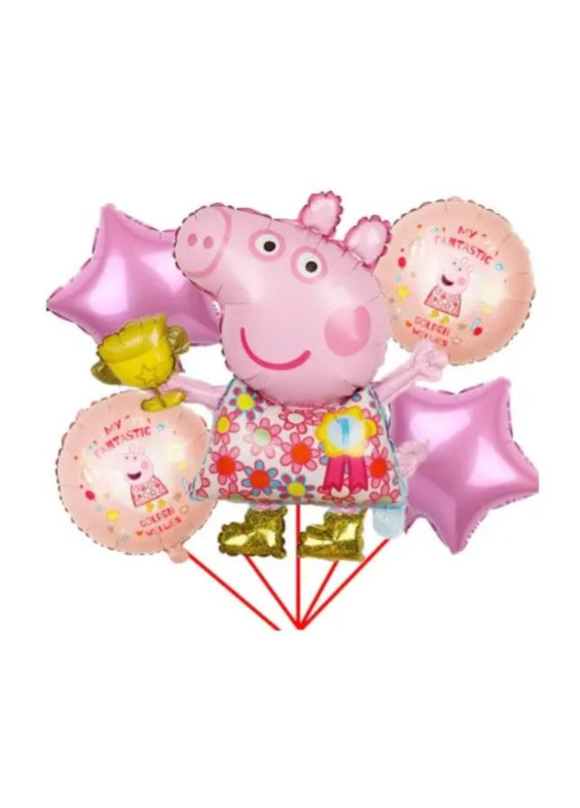 Кульки Свинка Пеппа 5 штук різнобарвний Jannet кулька (336377041)