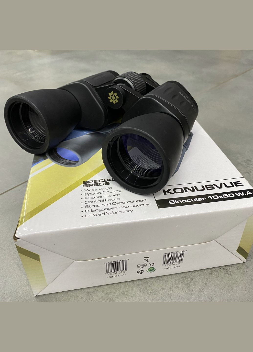 Бінокль KONUSVUE 10x50 W.A., широкий кут огляду, чохол, ремінь, захисні кришки Konus (338625281)