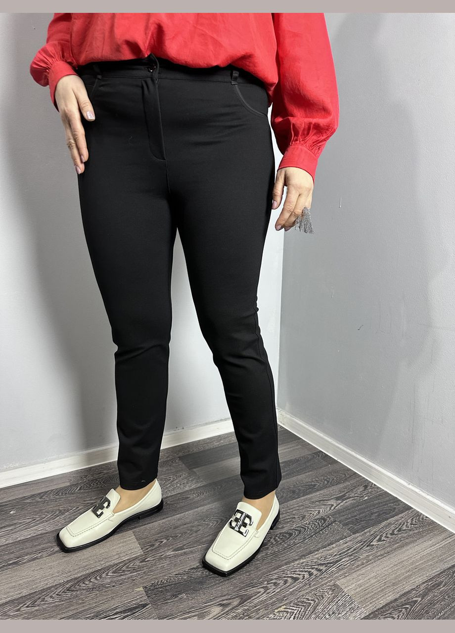 Жіночі класичні брюки прямі чорні на флісі MKJL10010-27 Modna KAZKA (278259106)