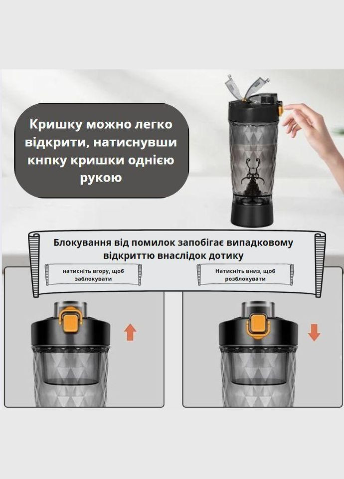 Заряжаемый шейкер 650 мл с LED-подсветкой и контейнером для смеси No Brand (337989689)