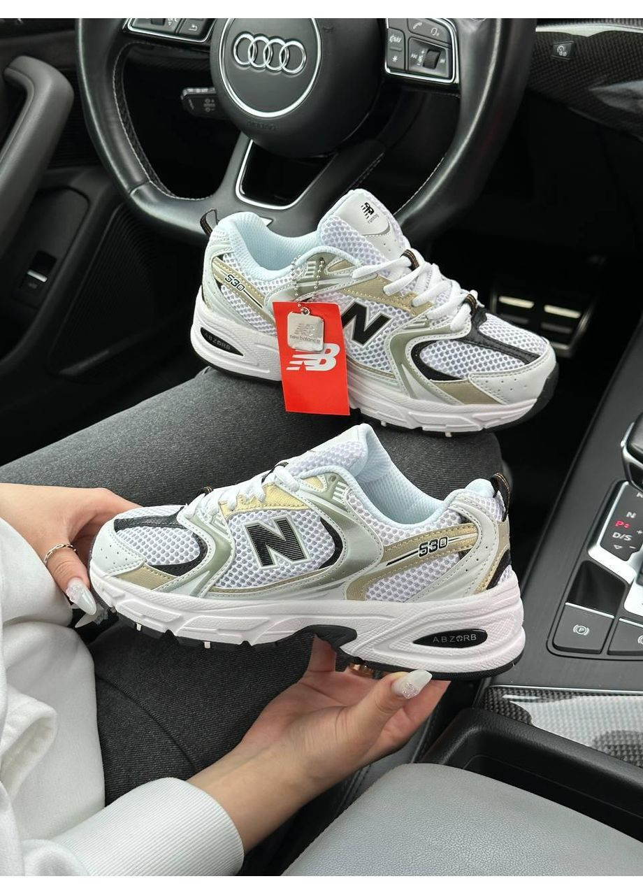 КРОССОВКИ ЖЕНСКИЕ NEW BALANCE 530 WHITE GOLD BLACK PREMIUM НЬЮ БЕЛАНС 530 No Brand чёрные демисезоны (367167020)