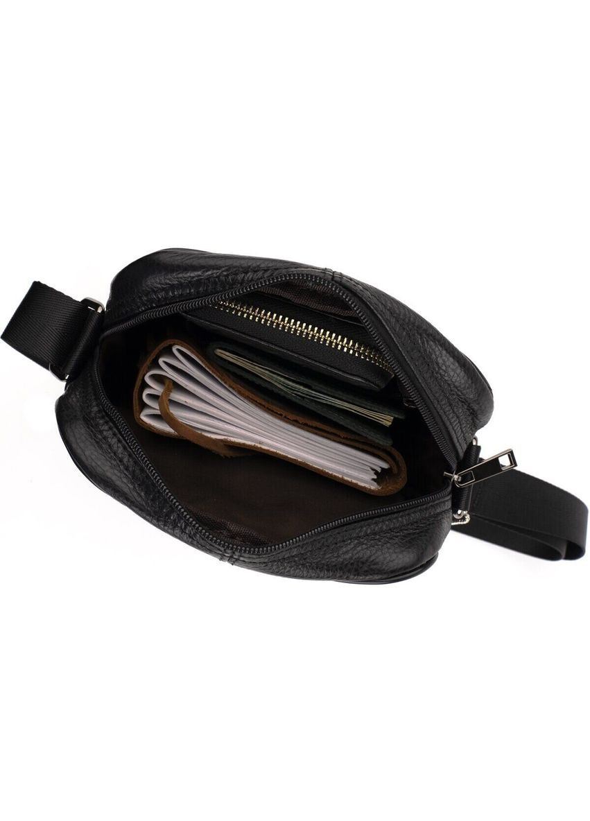 Шкіряна сумка крос боді чоловіча месенджер через плече чорна 14909 Vintage (329196791)