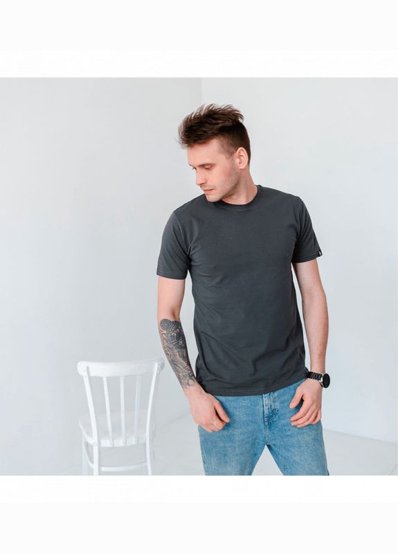 Темно-серая мужская однотонная футболка Hector