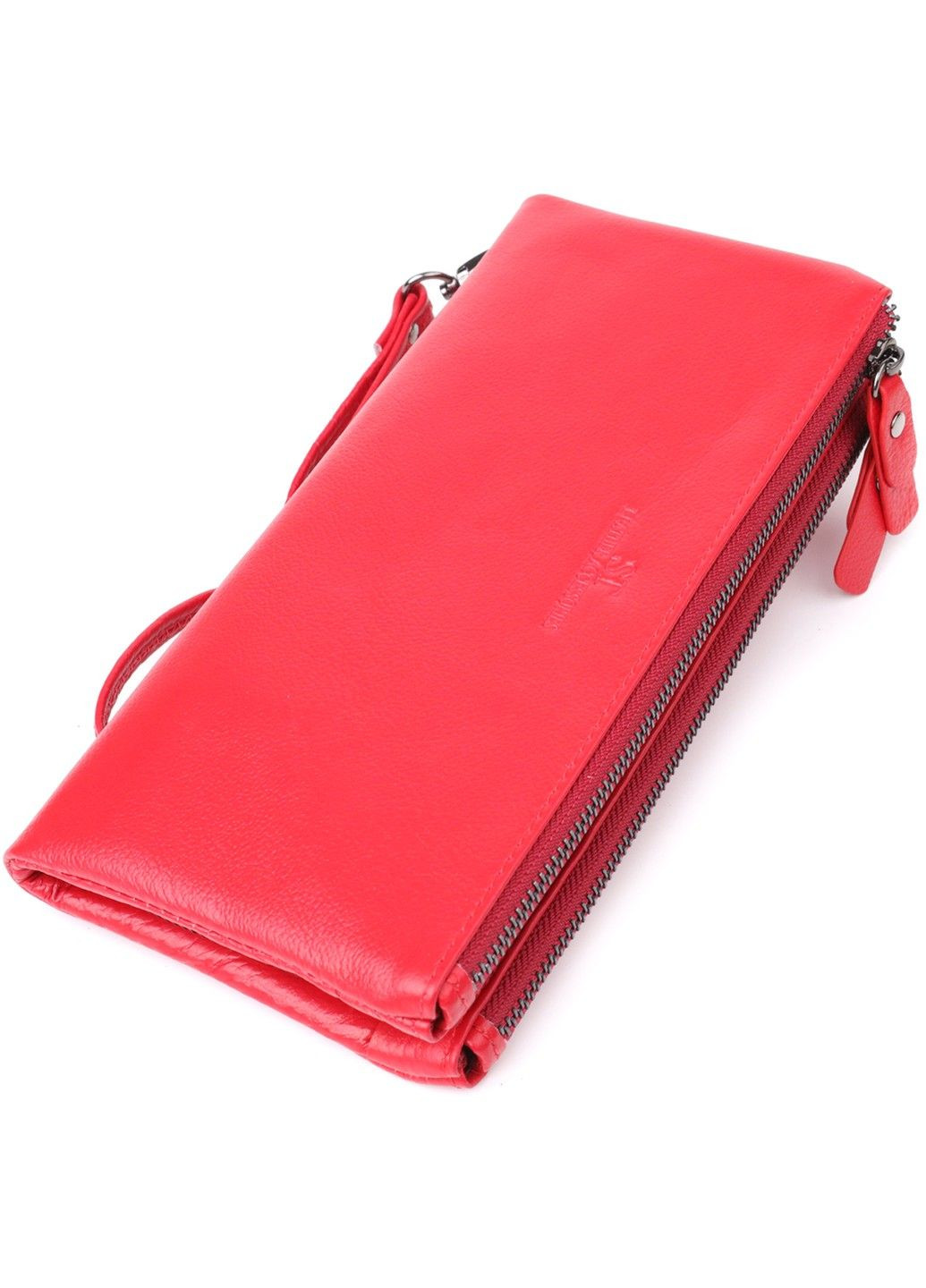 Шкіряний жіночий гаманець на три відділення 23109 Червоний st leather (330642775)