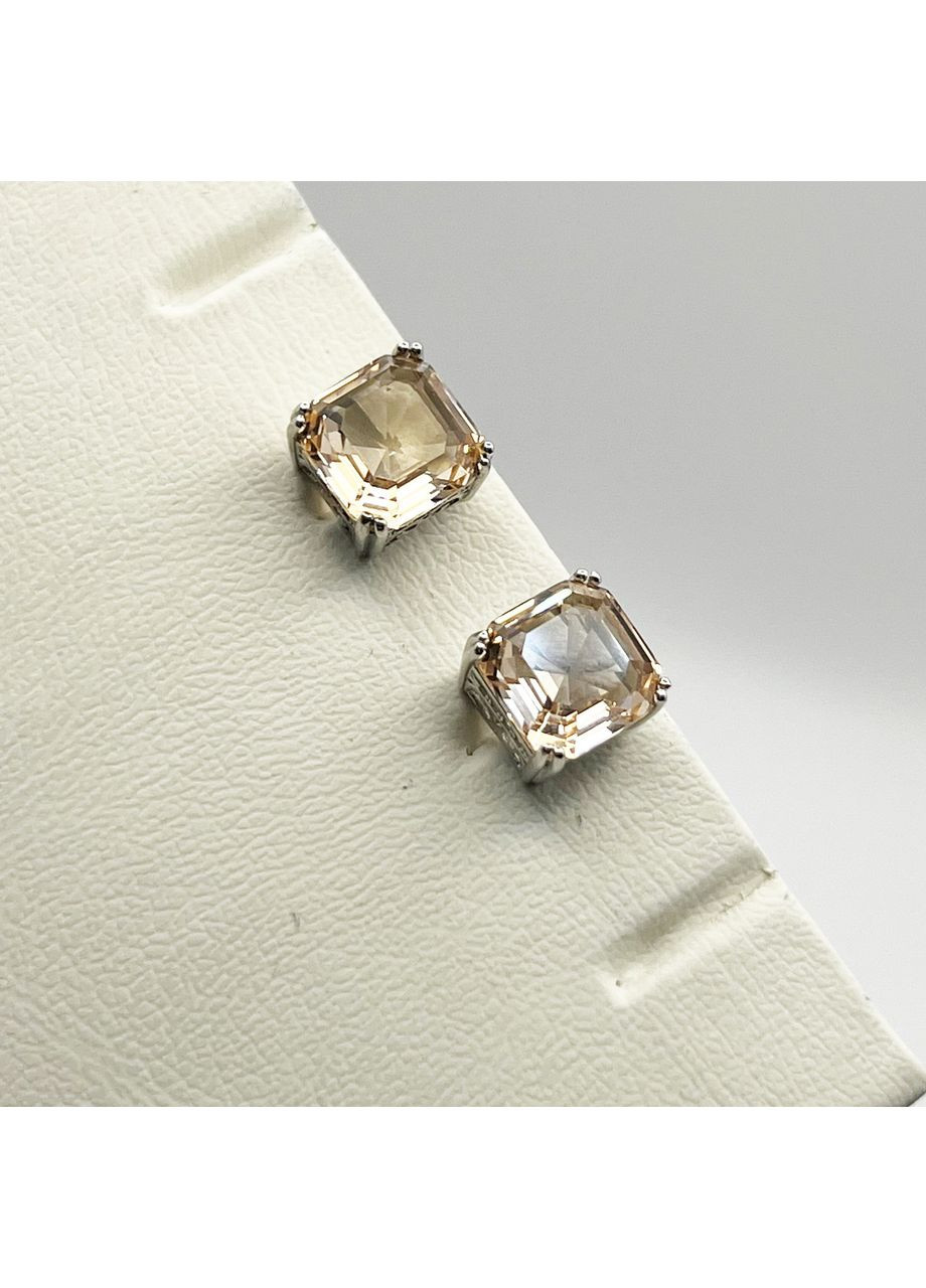 Серьги-пусеты серебряные с морганитом 4,03 г No Brand (369736518)