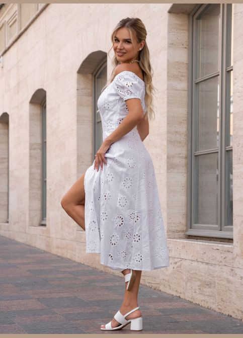 Белое повседневный нежное платье клеш No Brand