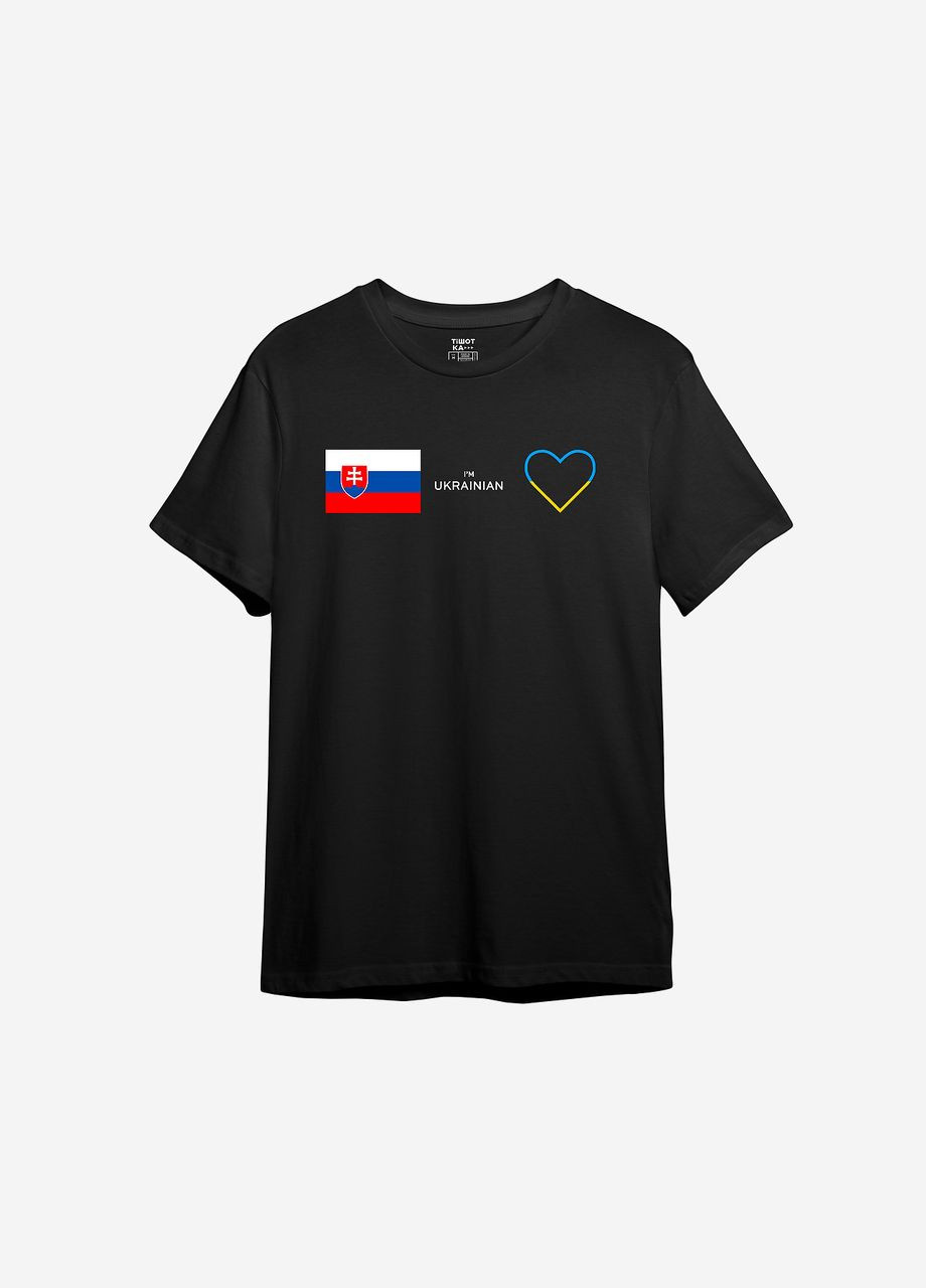 Чорна всесезон футболка з принтом "словаччина" ТiШОТКА