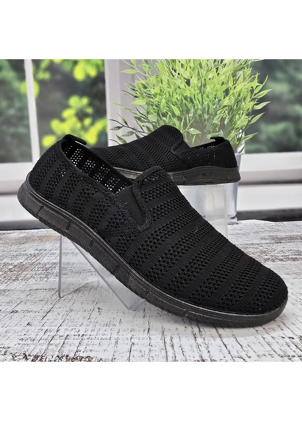 Черные мокасины мужские текстильные сетка Gipanis