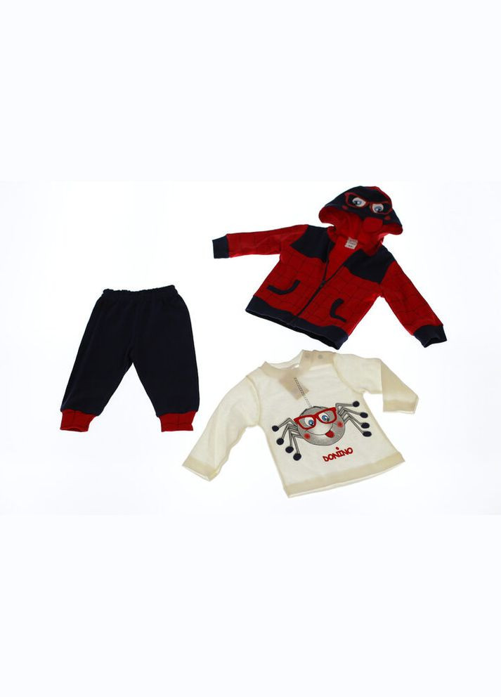Красный демисезонный костюм тройка с длинным рукавом для мальчика трикотажный с паучком красный 68 см (30242) BABYKROHA