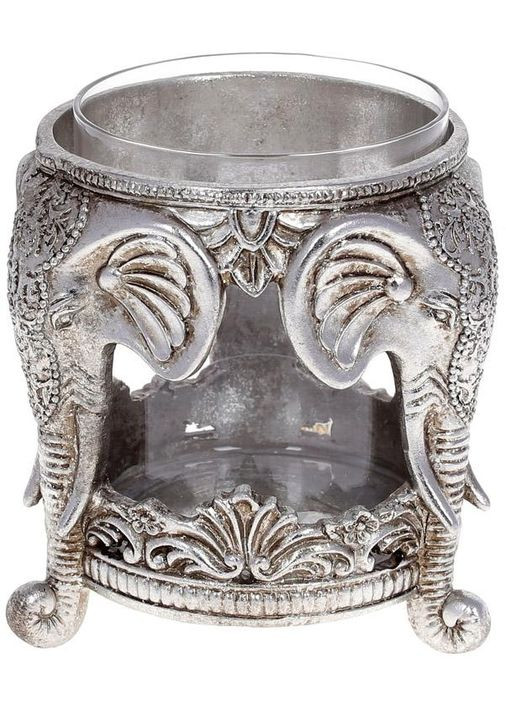 Подсвечник декоративный "Giorgi Слоны" со стеклянной колбой 14х14х14.5см, серебро Bona (332667305)