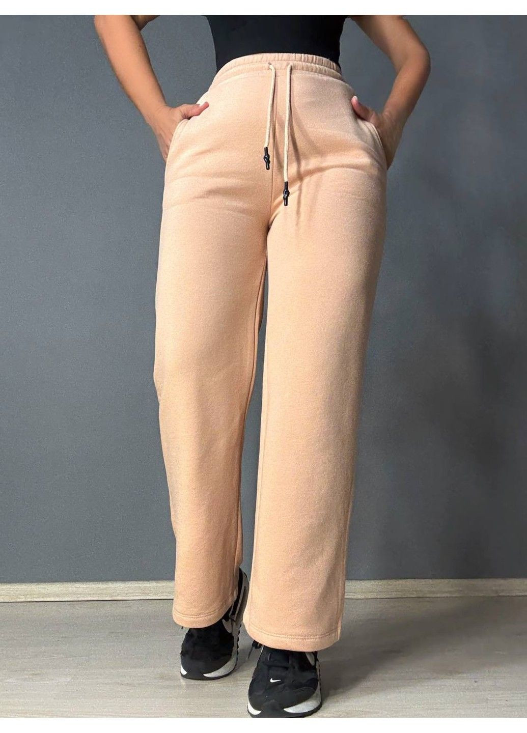 Штани жіночі 2236 спортивні кюлоти укорочені на флісі бежеві Olivia (355801376)