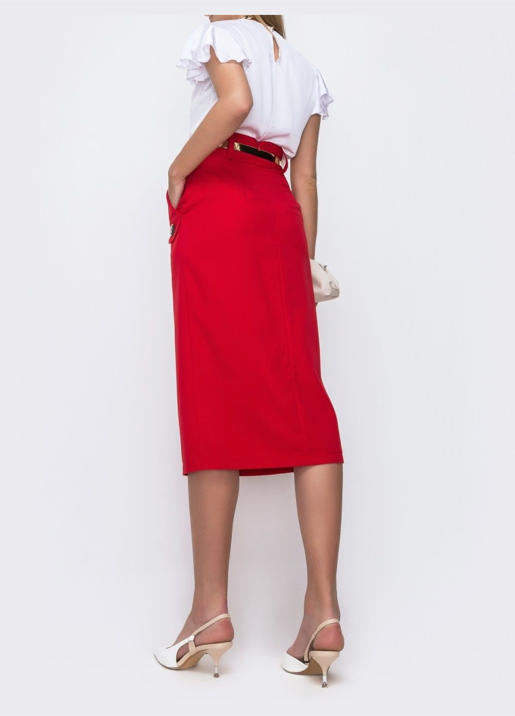 Красная однотонная юбка Dressa