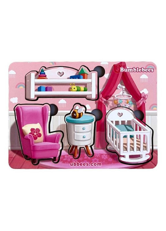 Дерев'яний пазл-вкладиш "Меблі-1" (ПСФ120) PSF120 фон із підказкою Ubumblebees (302010218)