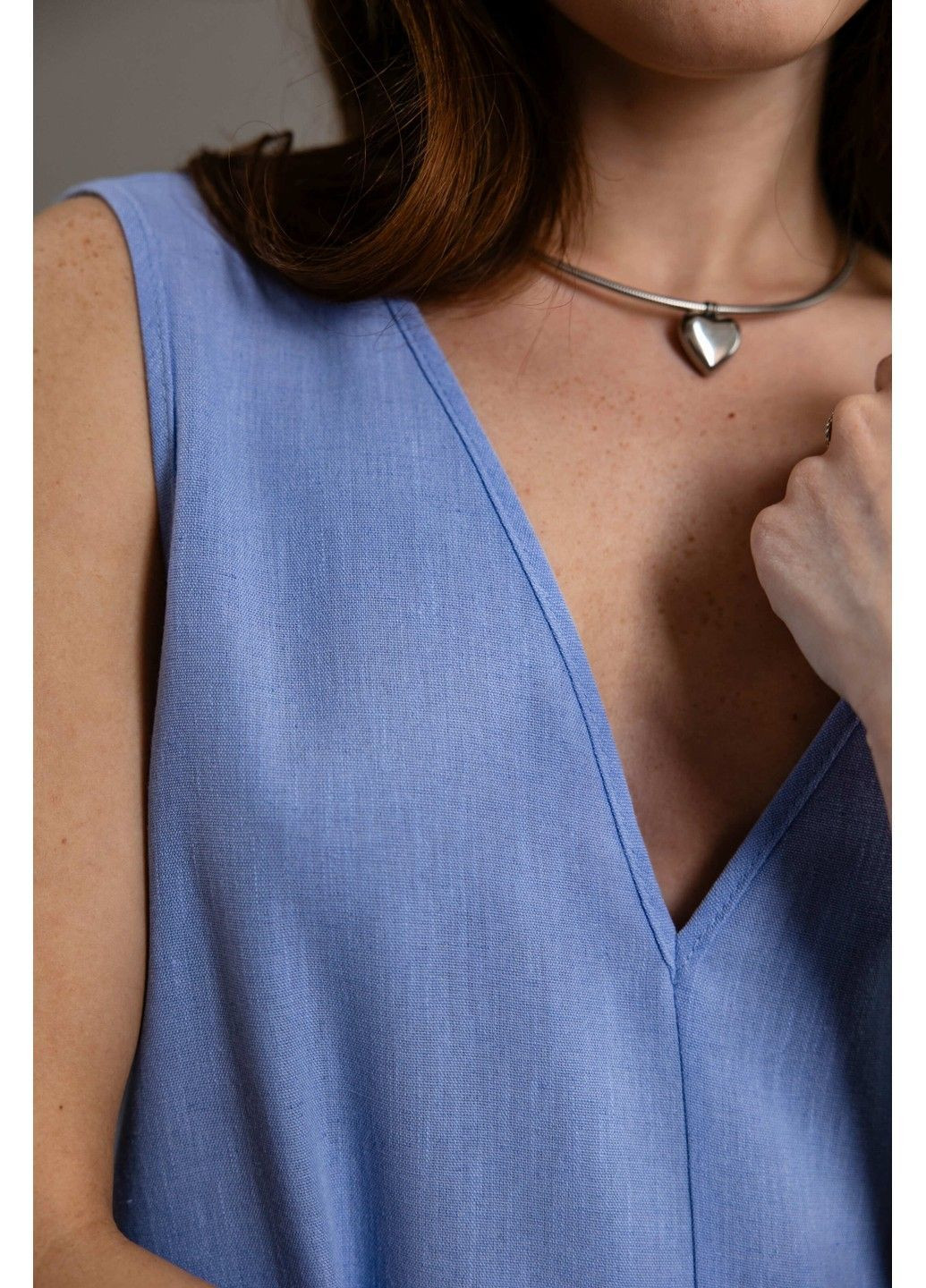 Блакитна сукня коротка льон блакитна Bessa