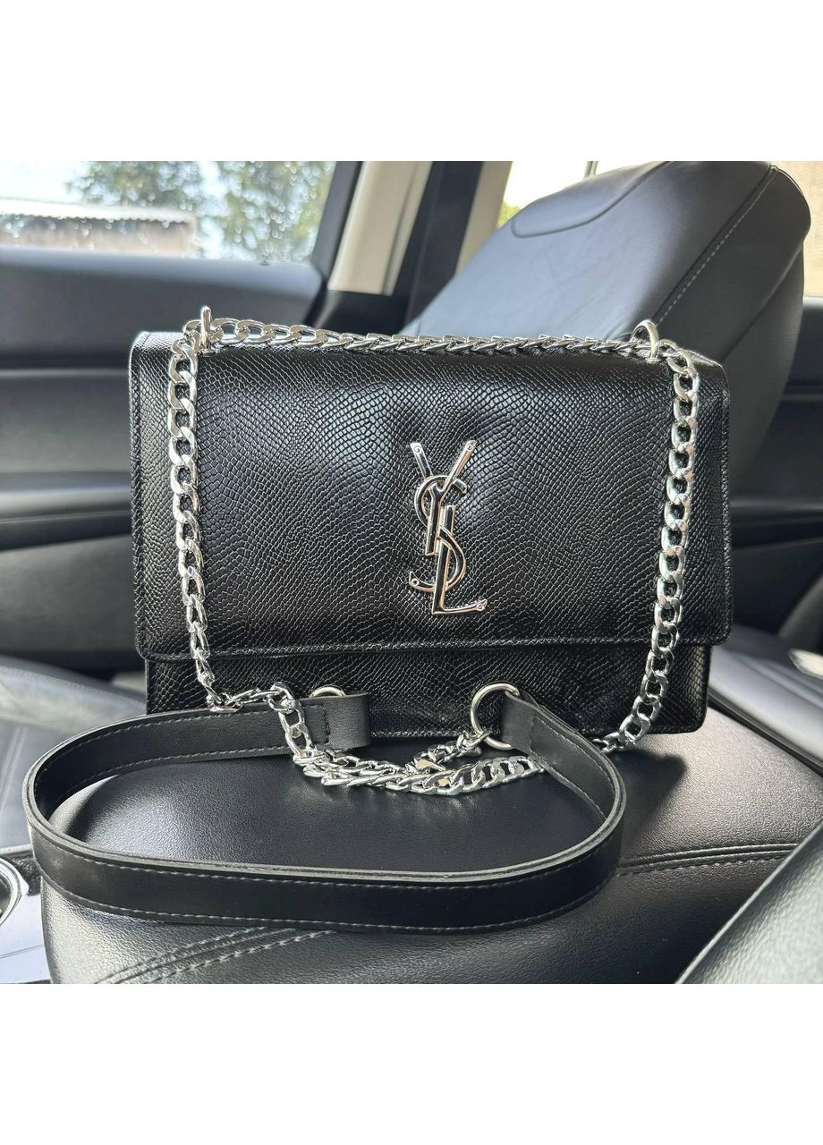 Жіноча міні сумочка чорна рептилія на плече з ланцюжком ProDobro (363259157)