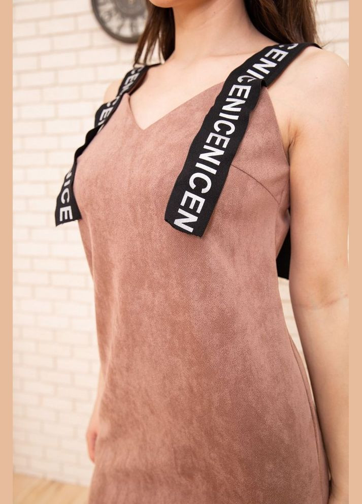 Летний женский платье-сарафан из эко замши бежевый размер 42 (sku_104r005-1) No Brand однотонный