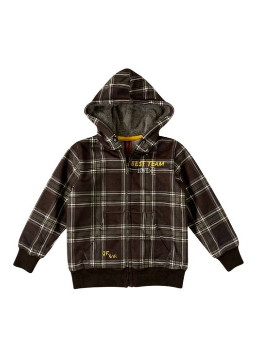 Кофта с капюшоном на трикотажной подкладке Коричневая (0834) Quadri foglio (355258747)