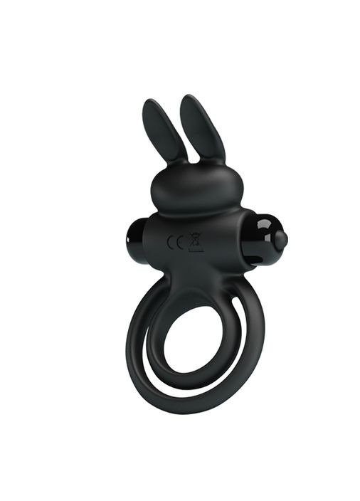 Эрекционное виброкольцо с кроликом Bunny III двойное, чёрное, 9.7 х 4 см Pretty Love (361670111)