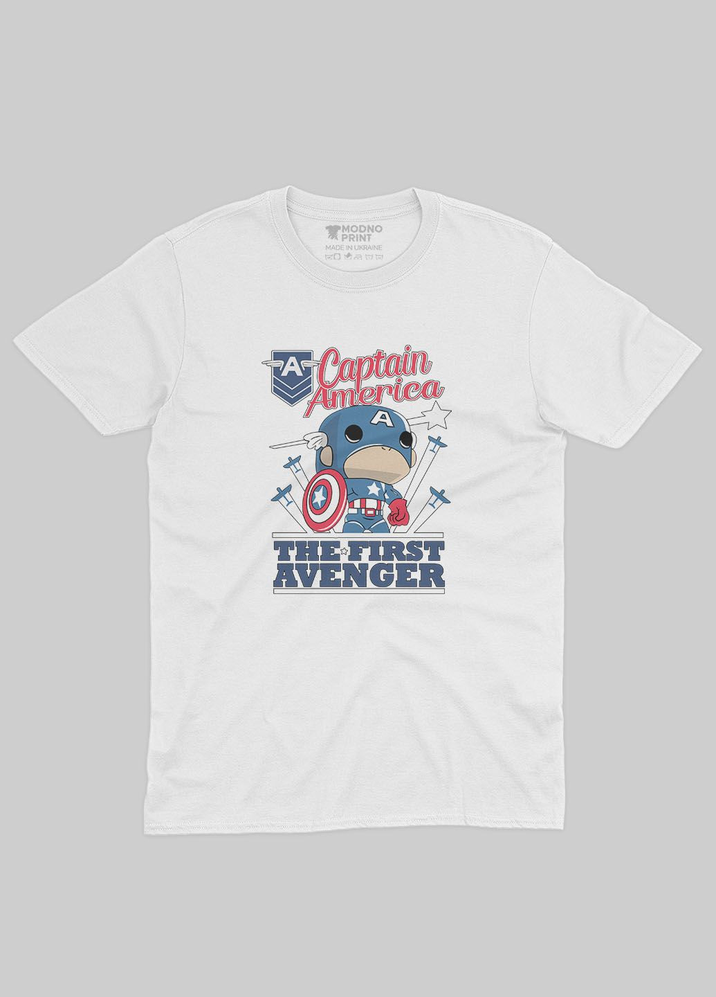 Белая демисезонная футболка для девочки с принтом супергероя - капитан америка (ts001-1-whi-006-022-004-g) Modno