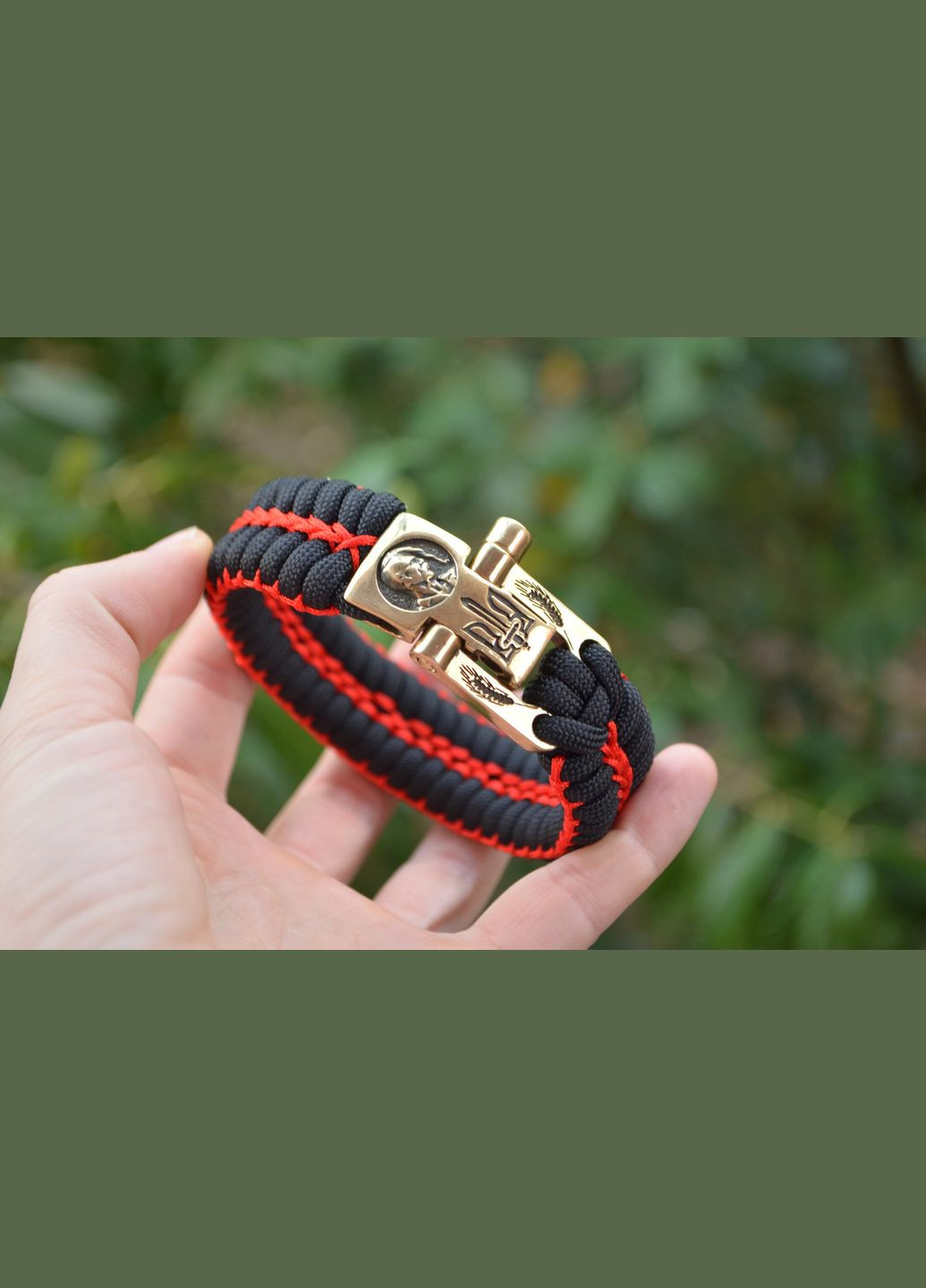 Браслет из паракорда с Козаком Гербом Украины из латуни ручного литья с оплеткой + брелок в подарок No Brand (341738740)