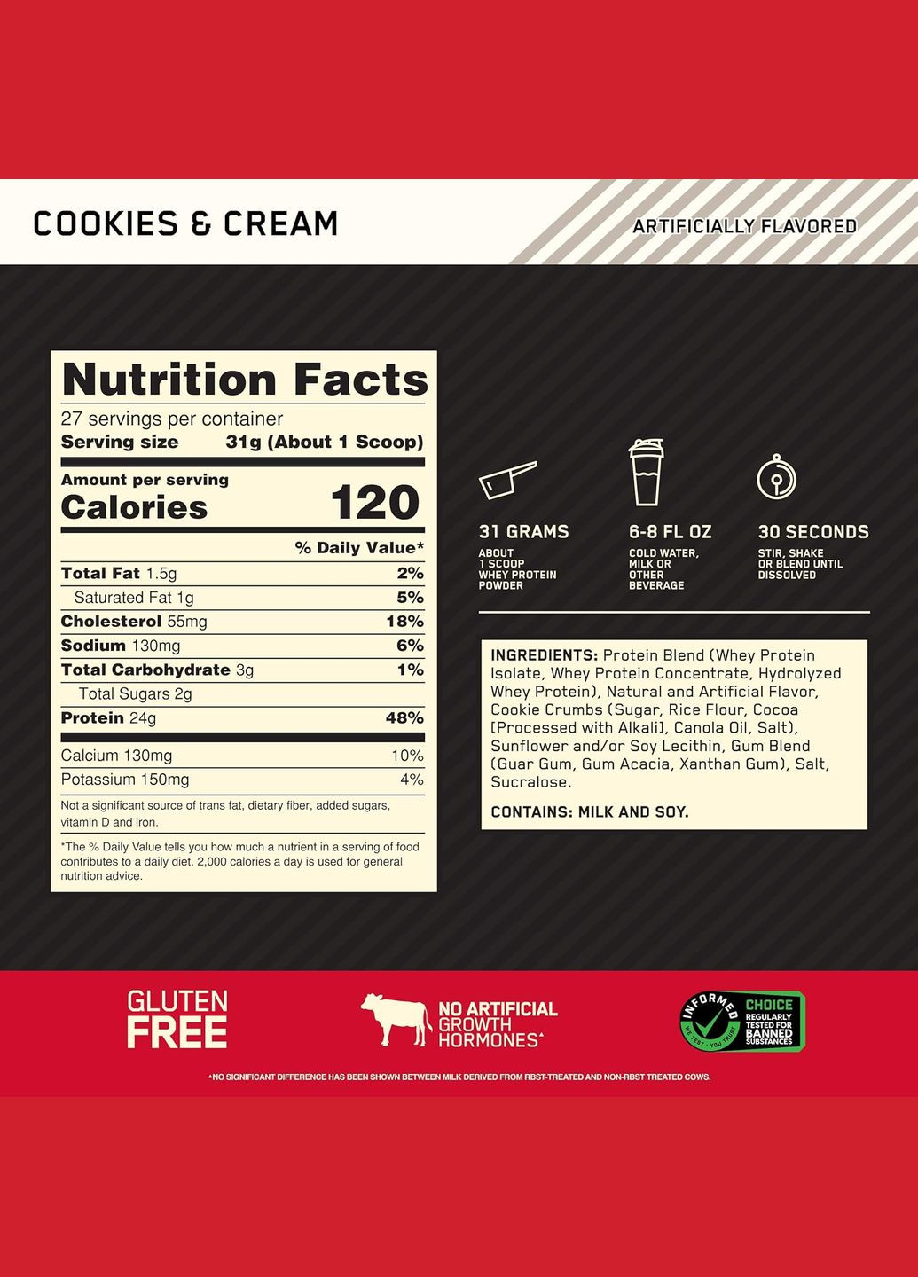 Протеин Optimum Gold Standard 100% Whey 908 g (Cookies cream) Optimum Nutrition (284120241)