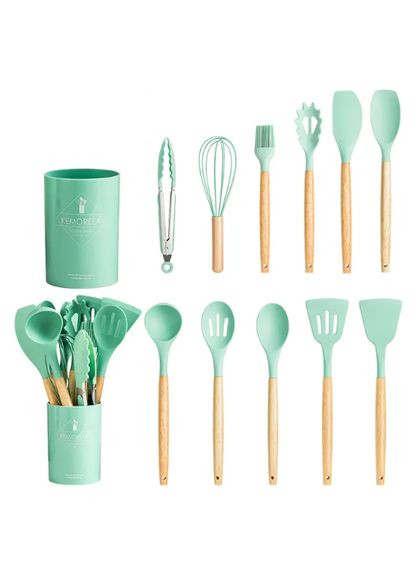 Набор кухонных принадлежностей 12 предметов Kitchen силиконовая утварь для кухни Green Top Kitchen (297869201)