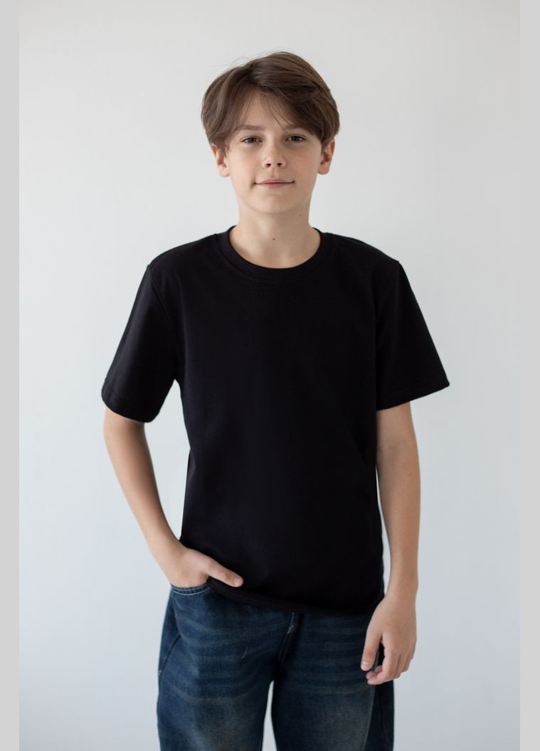 Черная демисезонная футболка для мальчиков 03-1173-03м 140 см белый Авекстекс