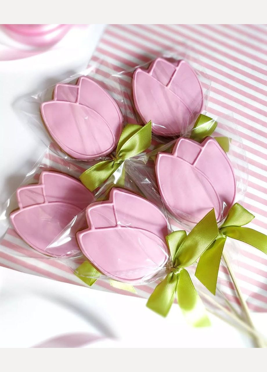 Пряник тюльпан поштучно на палочке с лентой No Brand (328933097)