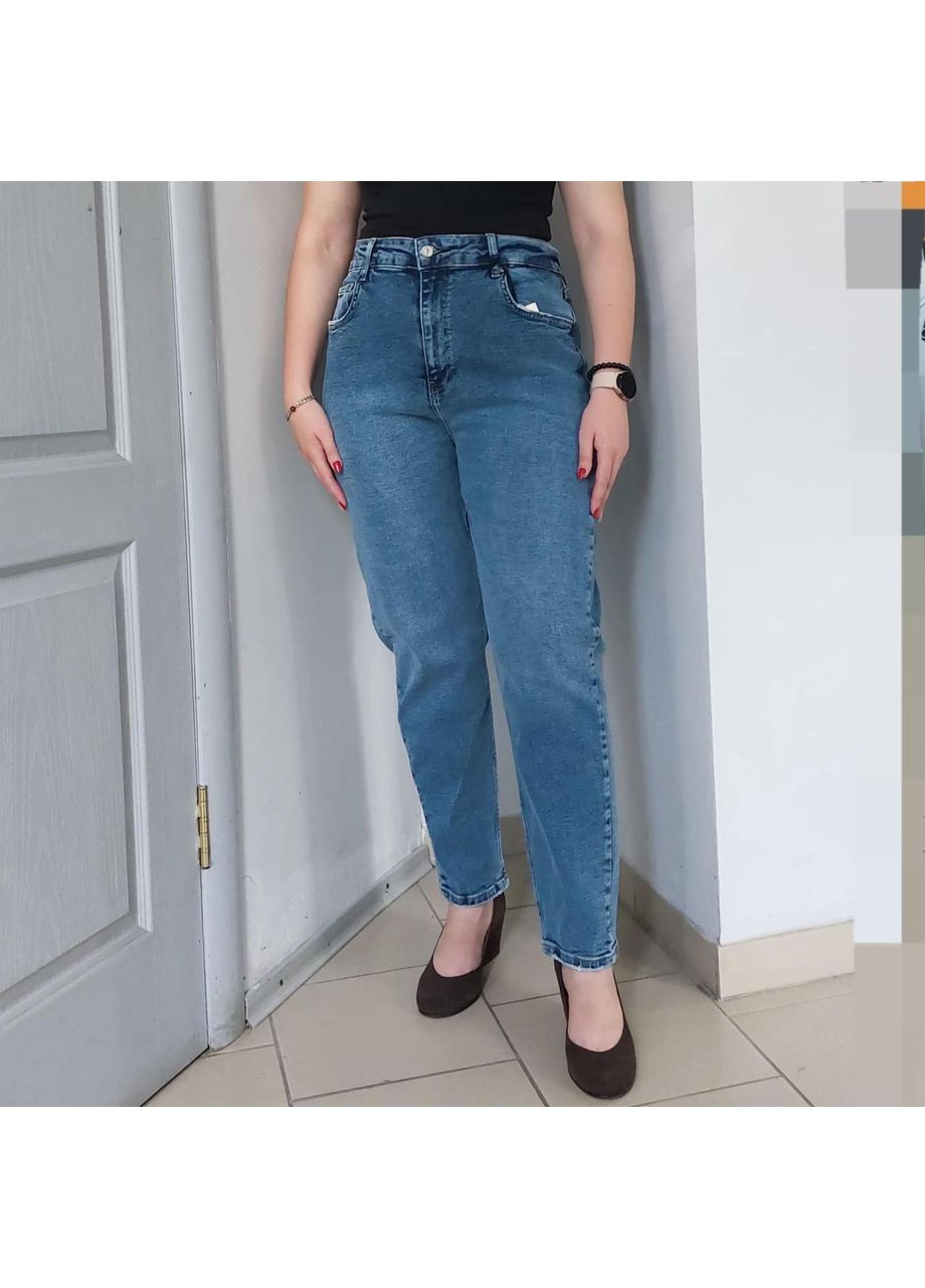 Джинсы Sherocco женские МОМ большой размер стрейч удобные 38 голубые No Brand - (363053813)