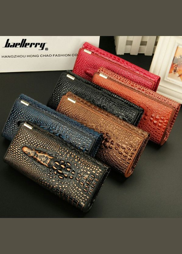 Кожаный женский кошелек крокодил натуральная кожа Черный No Brand (299314135)