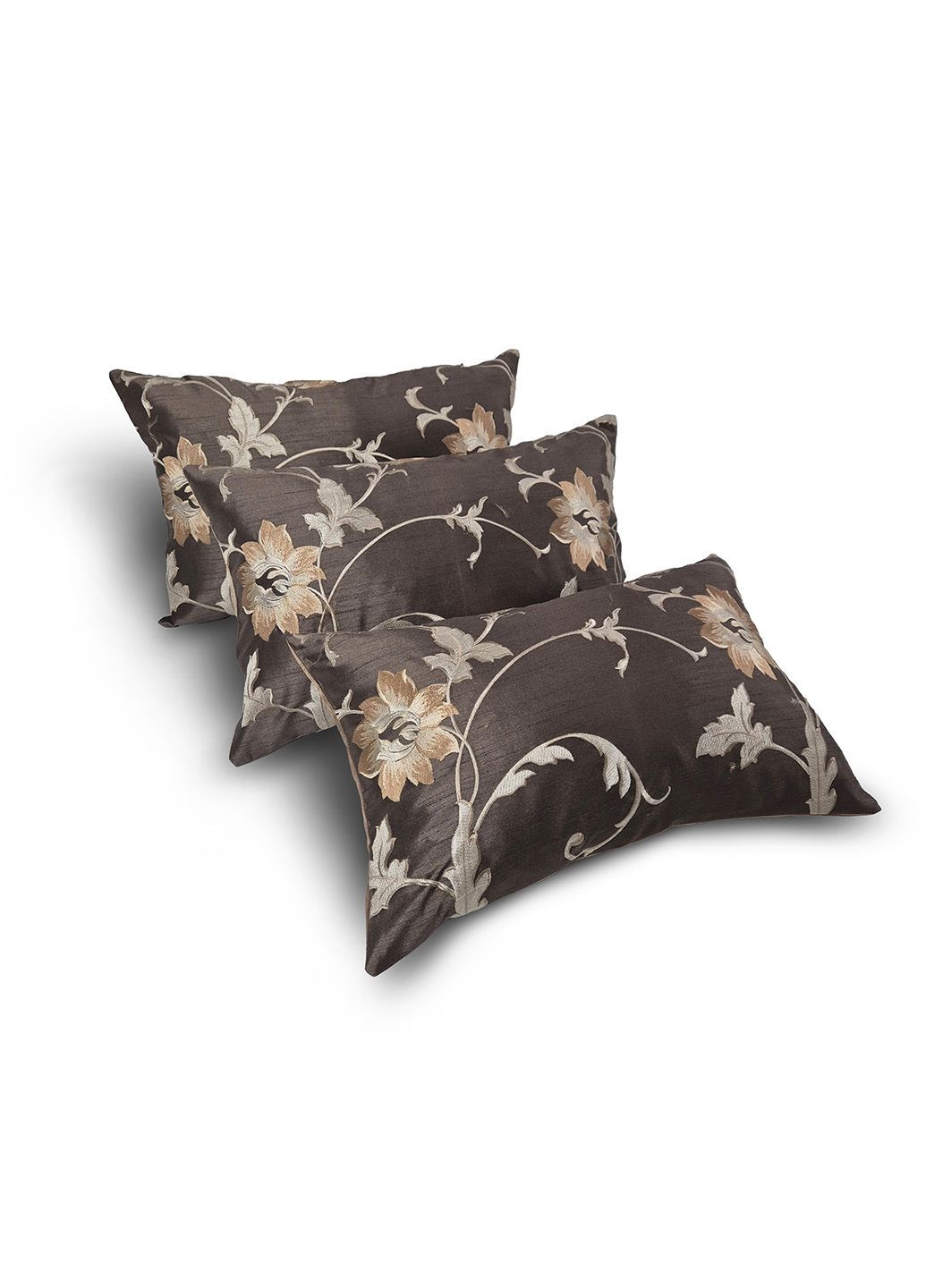 Комплект декоративних подушок 3шт 45х30см, шоколадний з коричневим (п_0794) Firanka Flowers (333024182)
