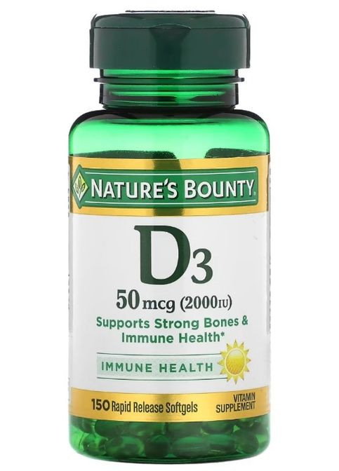 Vitamin D3 50 mcg (2000 IU) 150 Caps Nature's Bounty (295045418)