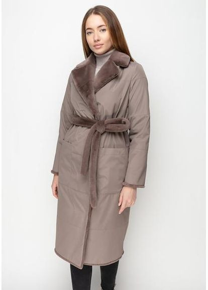 Пальто з Екохутром і Шалевим Коміром 1101M-C Т. беж/ горне ехо SAM Samange (367582221)