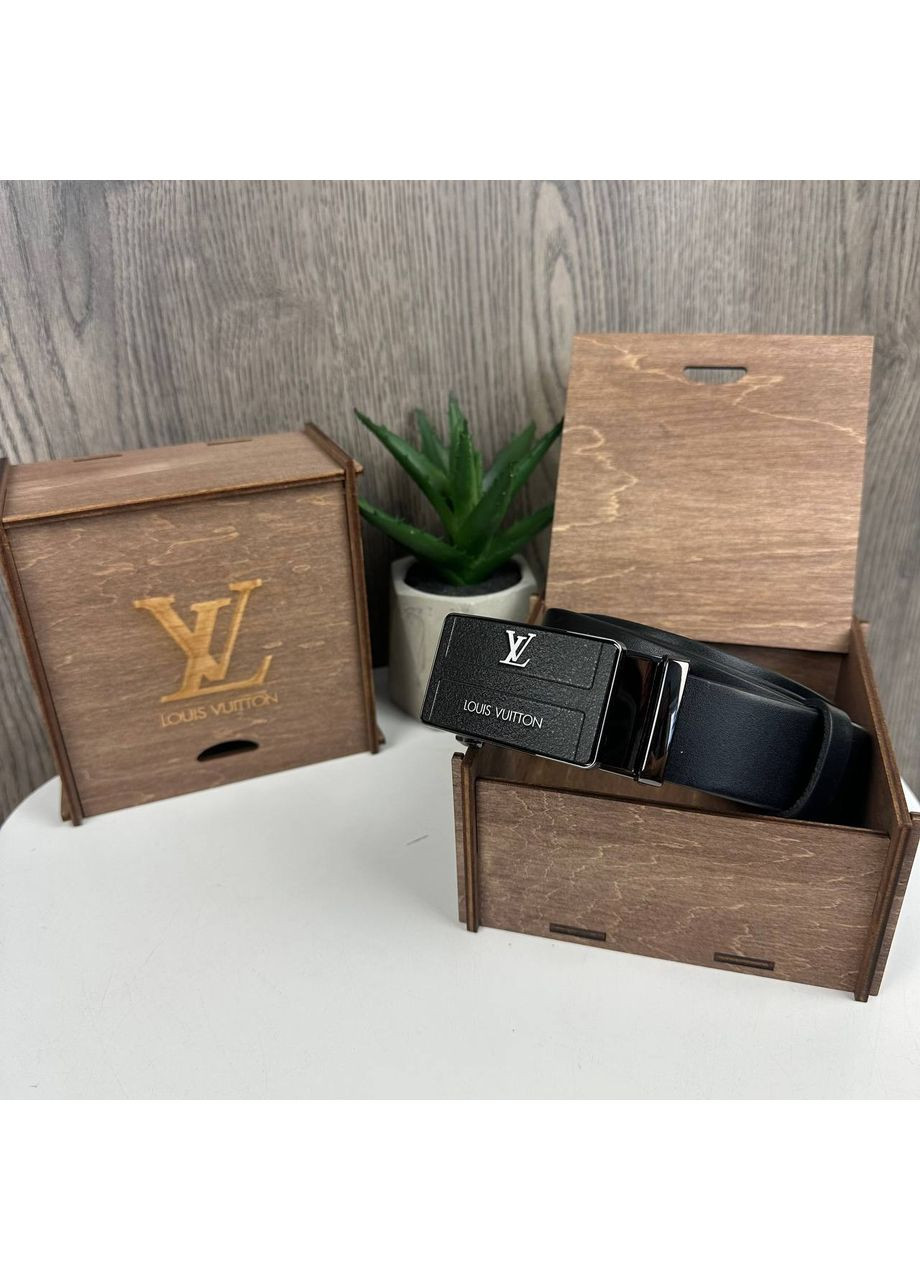 Мужской кожаный ремень автомат поясной пояс черный из натуральной кожи с автоматической пряжкой Turkey (358202839)